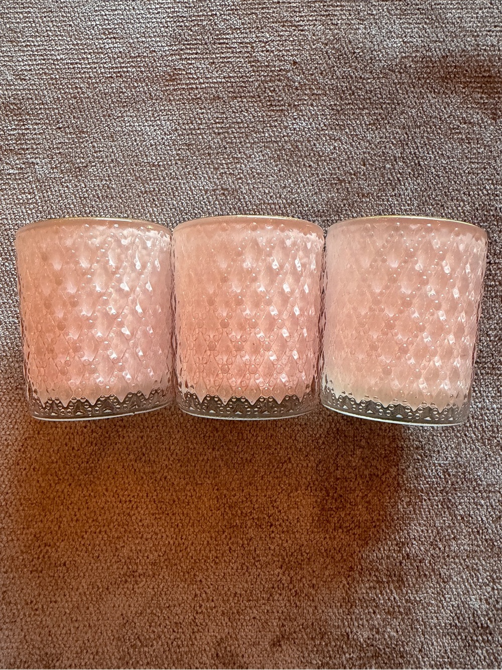 Set of 3 Pink Votive Candle Holders